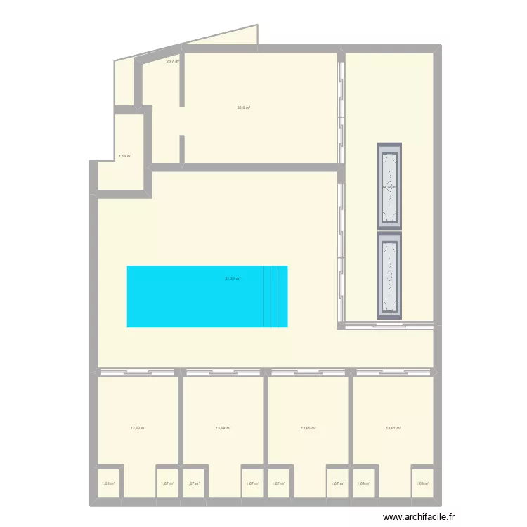 Airbnb. Plan de 17  et 225 m²