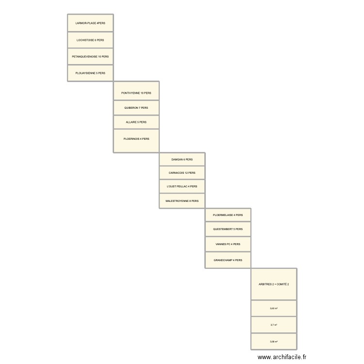 PLAN DE TABLE. Plan de 20 pièces et 75 m2