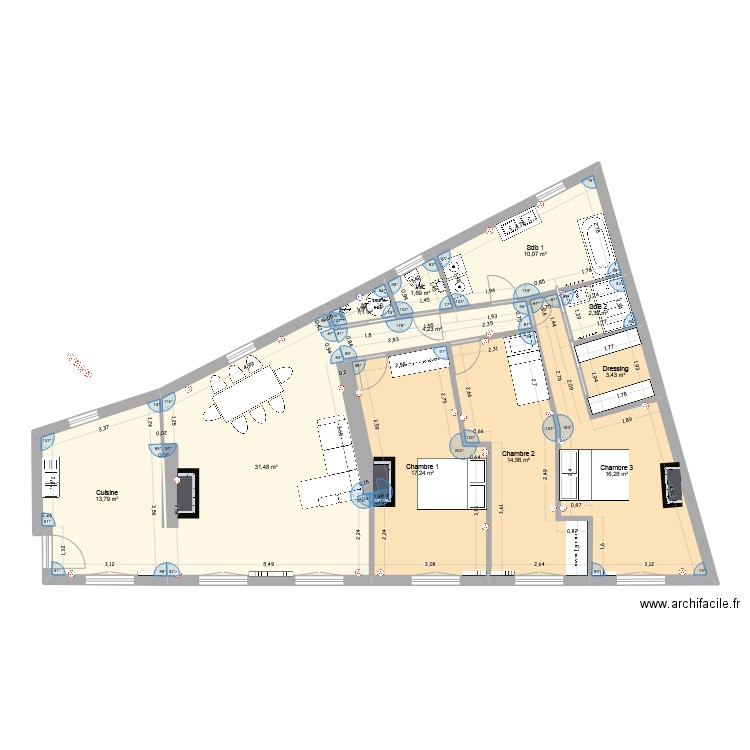 Coupejarret3. Plan de 11 pièces et 116 m2