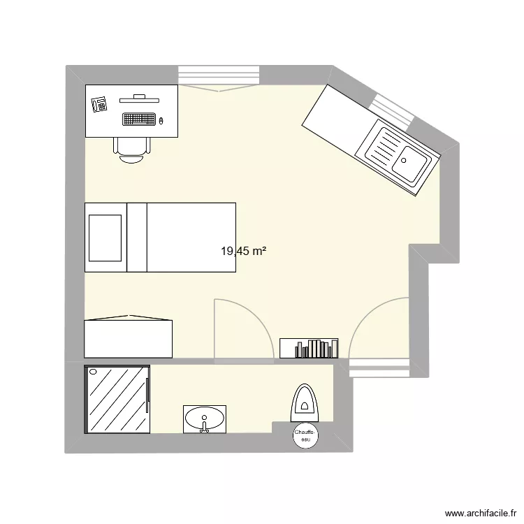Studio 2. Plan de 1 et 19 m² Studio 2. Plan de 1 et 19 m²