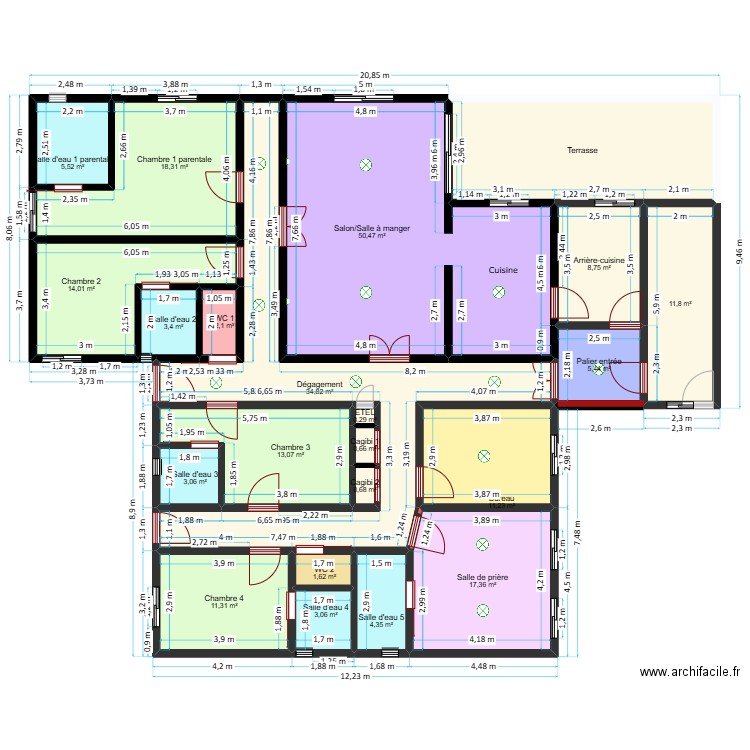 PROJET FAINOUSSA - SOHOA _ Ajusté. Plan de 22 pièces et 245 m2
