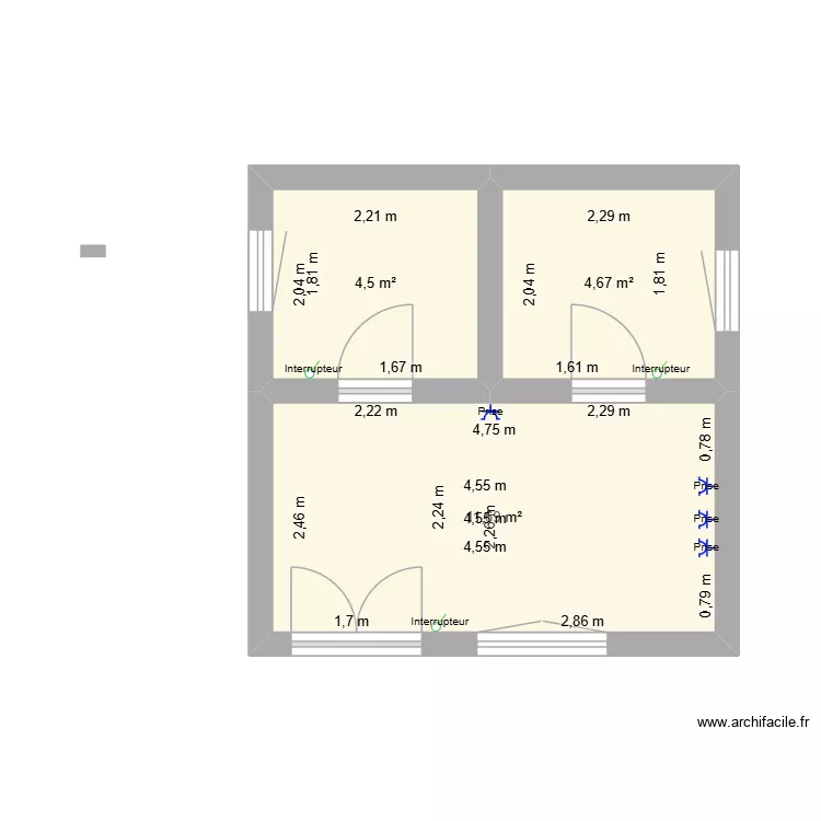 Essai. Plan de 3 Pièces et 21 m²