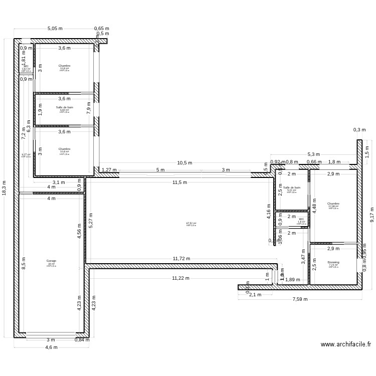 MAISON GRAGNAGUE. Plan de 11 pièces et 168 m2