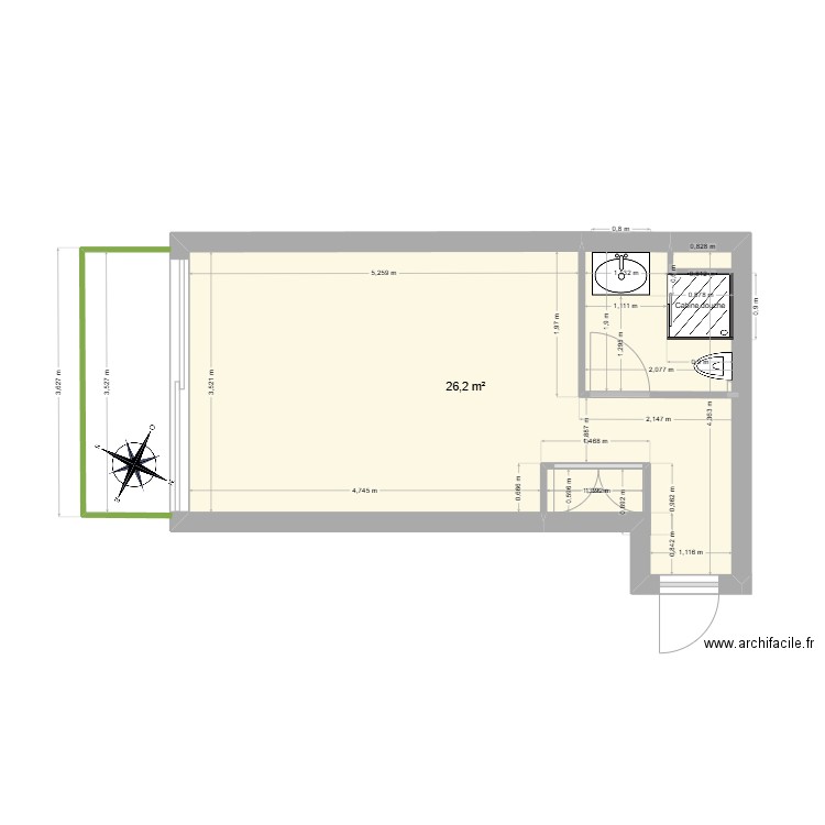 STUDIO_Projet_10mai2025. Plan de 1 pièce et 26 m2