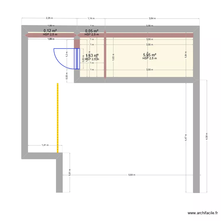 Am&eacute;nagement Pr&eacute;au V2. Plan de 4  et 8 m²