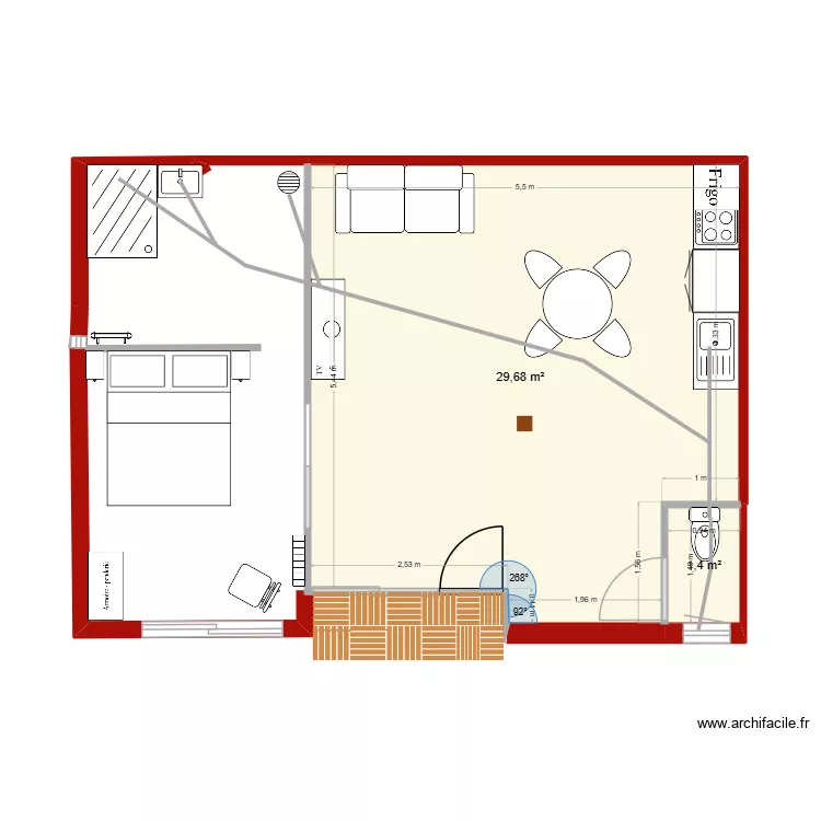 POOL HOUSE. Plan de 2  et 31 m²