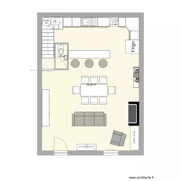 Marcadier. Plan de 2 Pièces et 57 m²