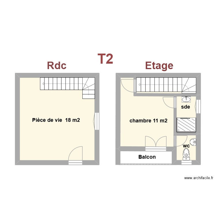 T2 Lasserre 11. Plan de 4 pièces et 37 m2