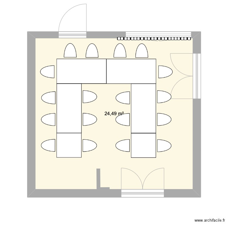 cuisine vide. Plan de 1 pièce et 24 m2