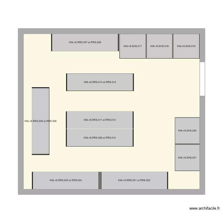 Salle textile hyp + tuyau de condensat. Plan de 1 pièce et 64 m²