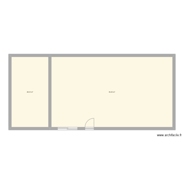 lou. Plan de 2 pièces et 112 m2