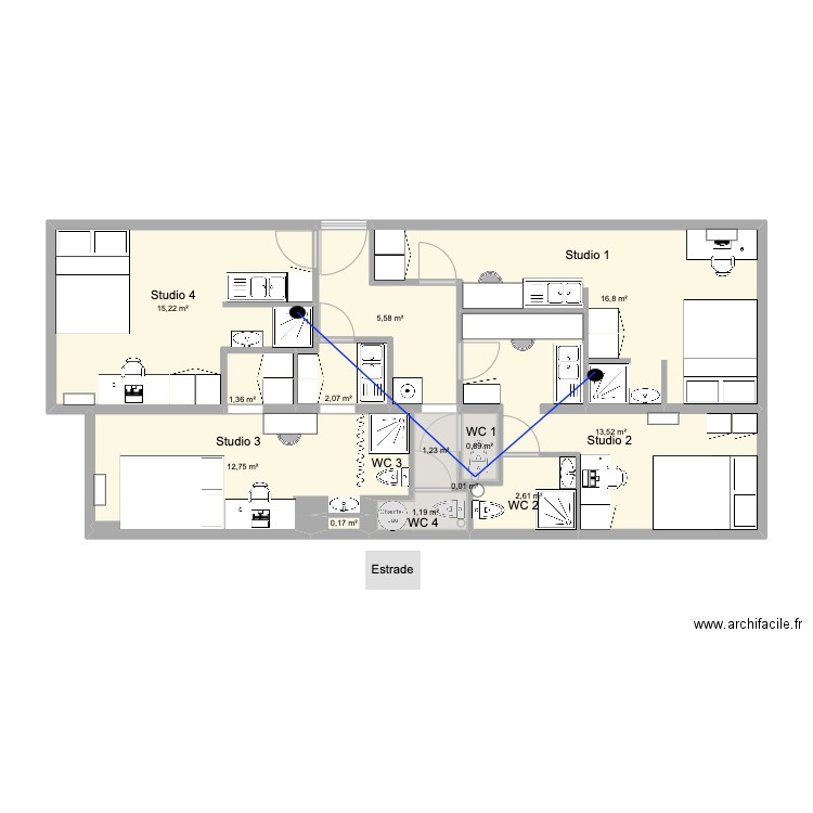 ST HERBLAIN CHARENTE V3. Plan de 13 pièces et 73 m2