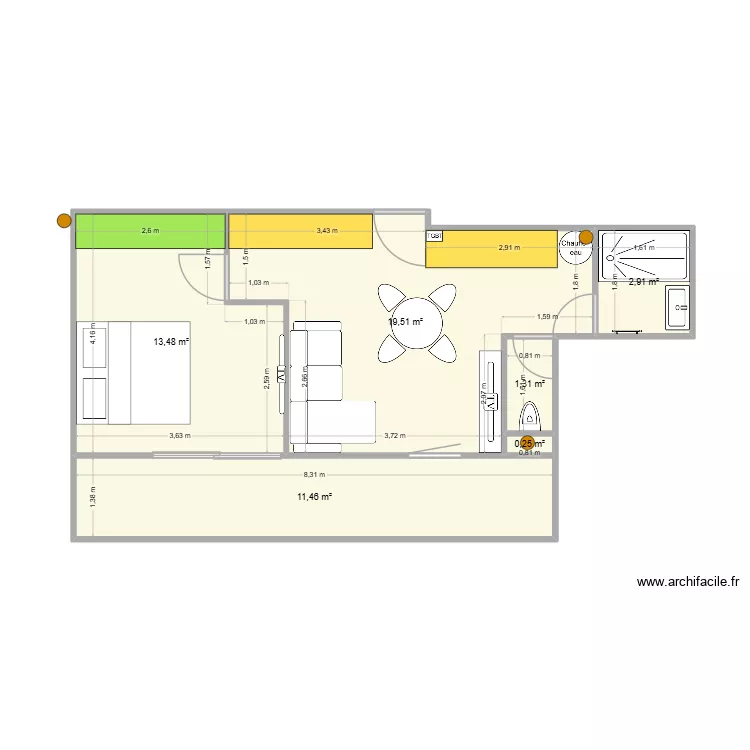 Appartement - Beauregard - travaux V1. Plan de 