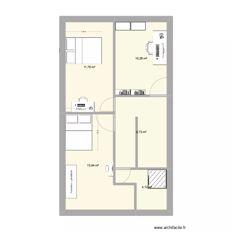 1er etage. Plan de 0 pièce et 0 m2