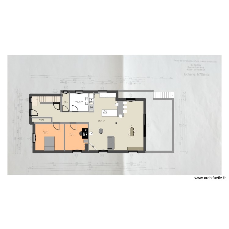 Maison Offemont Niveau 0 RDC. Plan de 0 pièce et 0 m2 Maison Offemont Niveau 0 RDC. Plan de 0 pièce et 0 m2