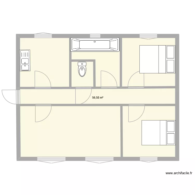Plan Belle ile 1er version. Plan de 1 et 57 m² Plan Belle ile 1er version. Plan de 1 et 57 m²