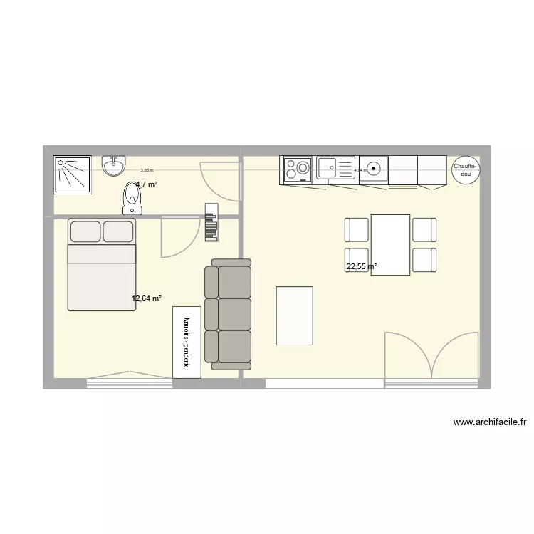 rdc peyrehorade test. Plan de 3 Pièces et 40 m²