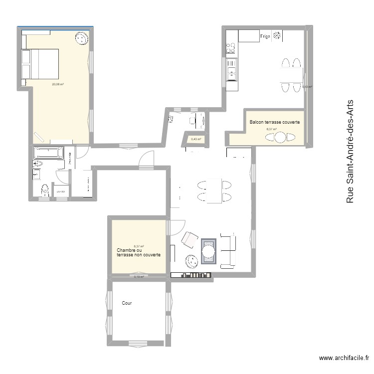 Paris Plans situation projetée. Plan de 6 pièces et 36 m2