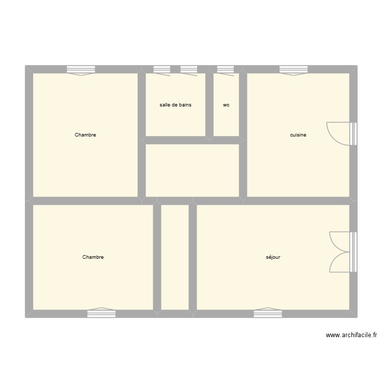 CHANTEGREILH état initial étage. Plan de 8 pièces et 83 m2