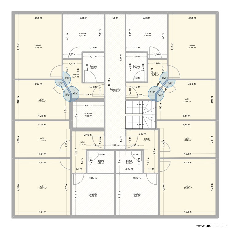 sukru abi bahçe kat. Plan de 22 pièces et 228 m2