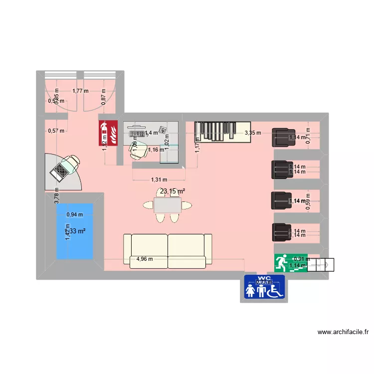 salon coiffure2. Plan de 2 et 27 m² salon coiffure2. Plan de 2 et 27 m²