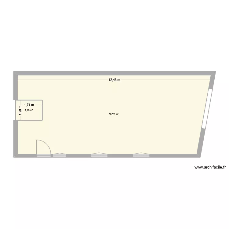 v2 coté. Plan de 2 Pièces et 61 m² v2 coté. Plan de 2 Pièces et 61 m²