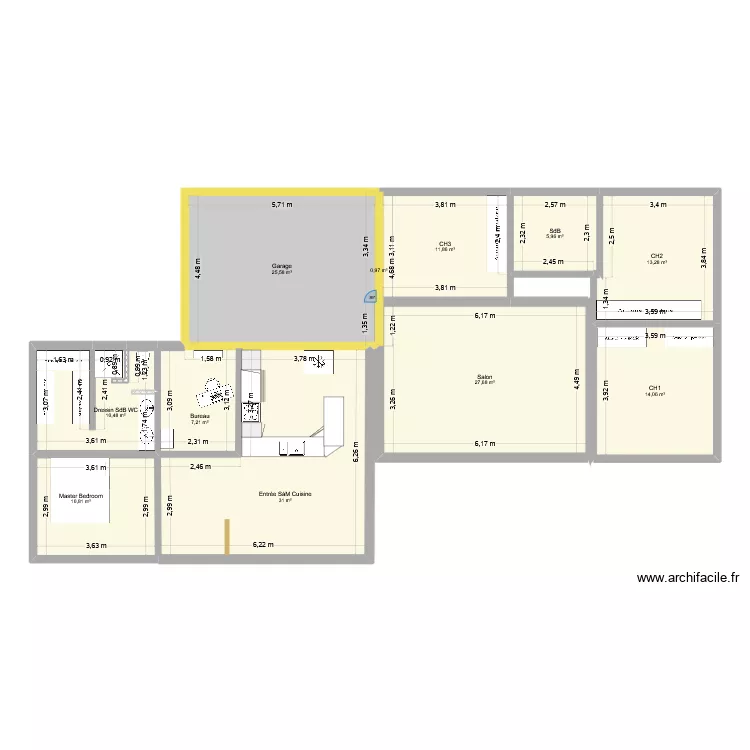 Maison. Plan de 11  et 159 m²