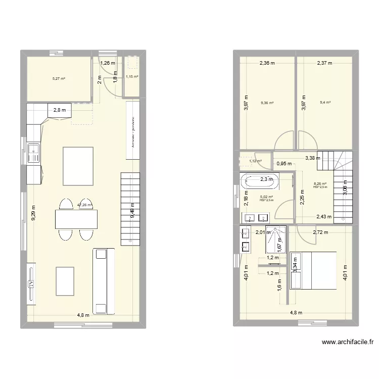 verfeil archi. Plan de 9  et 106 m²