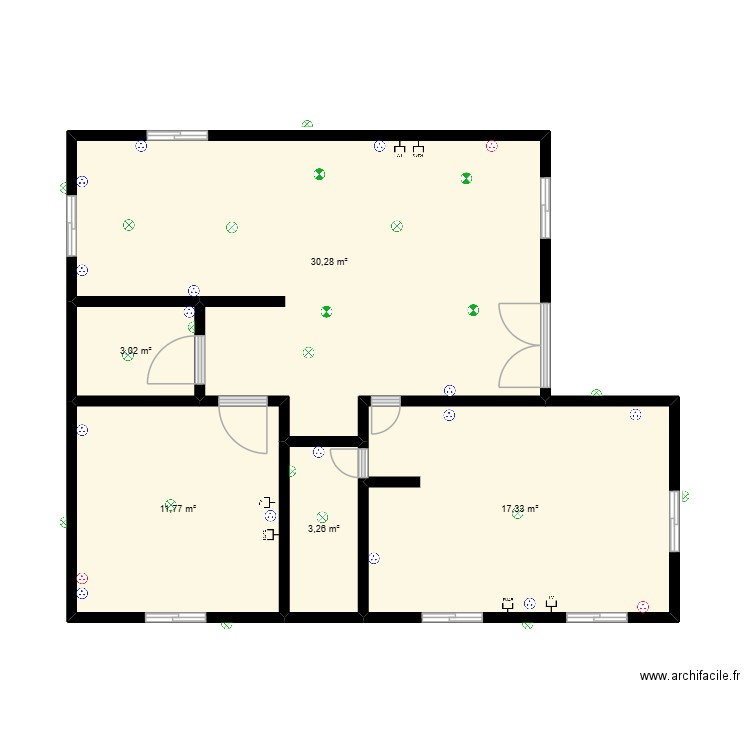 RESIDENCE 1 récitation. Plan de 5 pièces et 66 m2