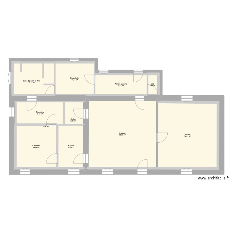 les champs plan sans aménagement. Plan de 23 pièces et 260 m2