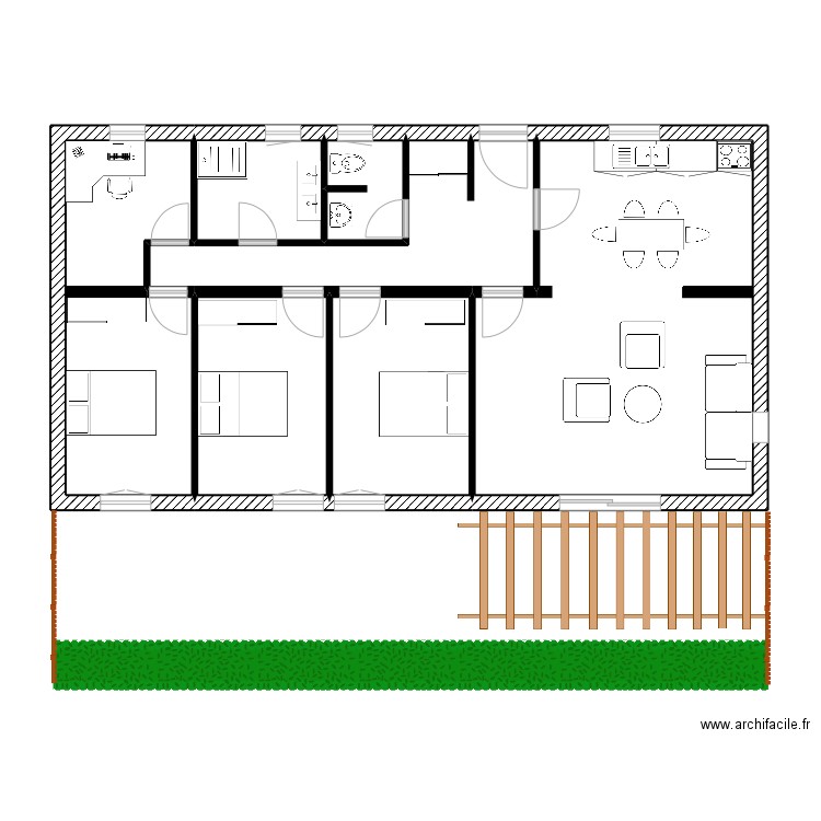 Maison Mourenx. Plan de 7 pièces et 91 m2