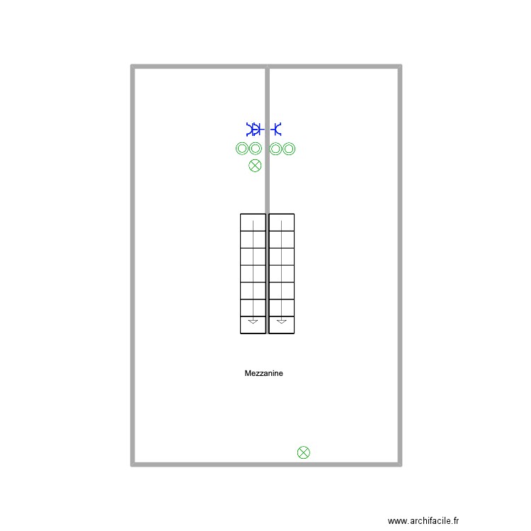 mezzanine. Plan de 1 pièce et 23 m2