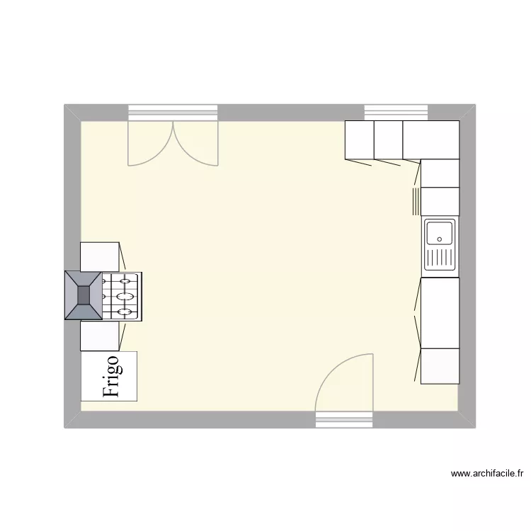 cuisine. Plan de 1 Pièce et 27 m²