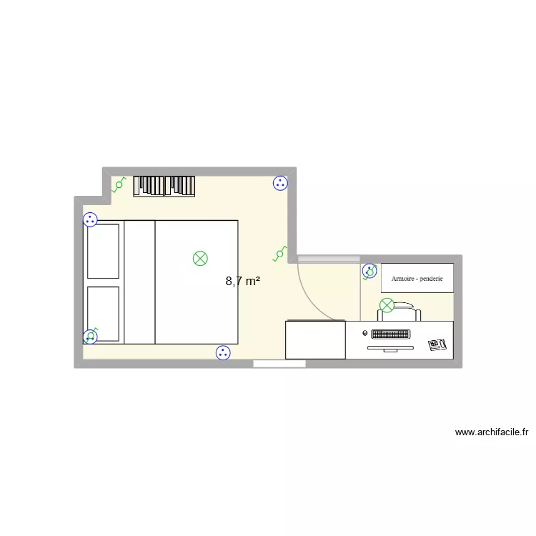 Ma chambre. Plan de 1 pièce et 9 m²