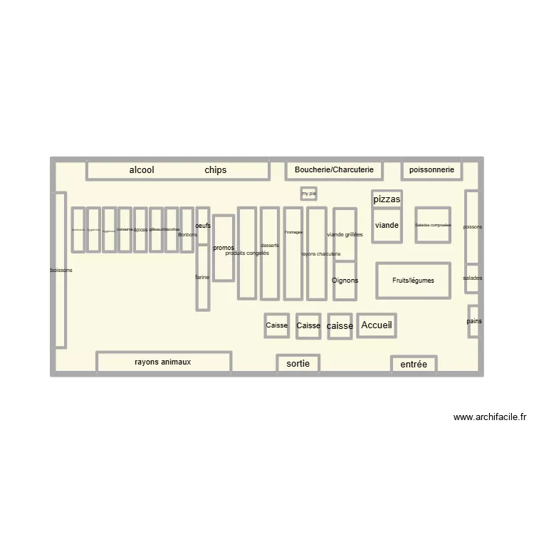 carrefour. Plan de 46  et 41 m²
