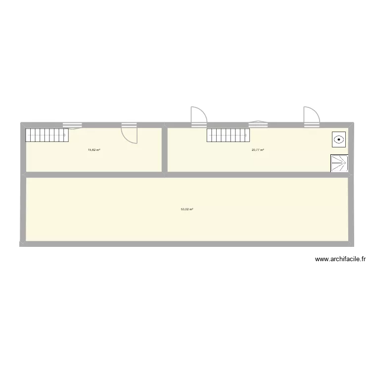 sous sol rez de jardin. Plan de 3 pièces et 89 m²