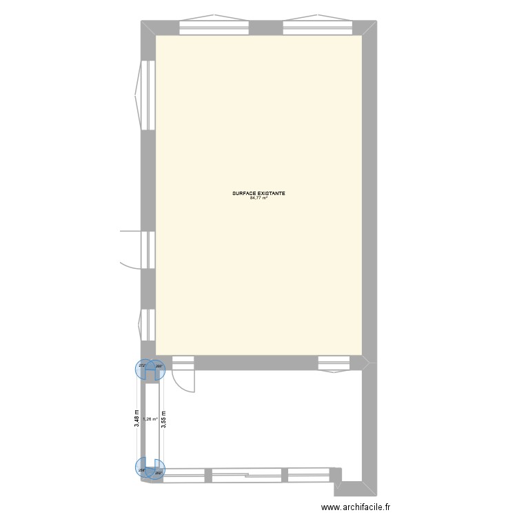 PLAN DE SURFACE. Plan de 2 pièces et 86 m2