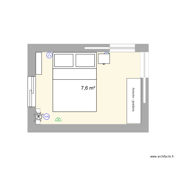 MA CHAMBRE 2025. Plan de 1 pièce et 8 m2