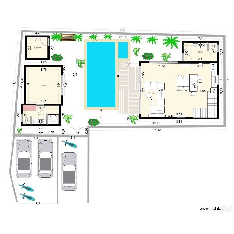 Villa 2 - Lantai 1 - POOLPantai 1.70x1.30 - Zerodown. Plan de 5 pièces et 80 m2