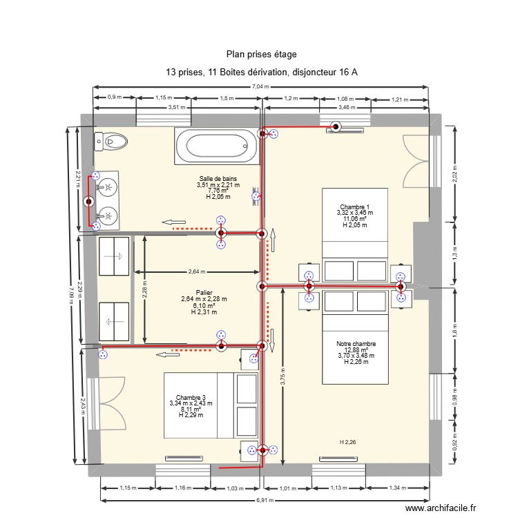 Prises étage 0. Plan de 0 pièce et 0 m2