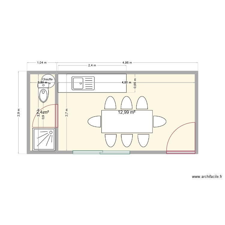 plan mobil. Plan de 2 pièces et 15 m2