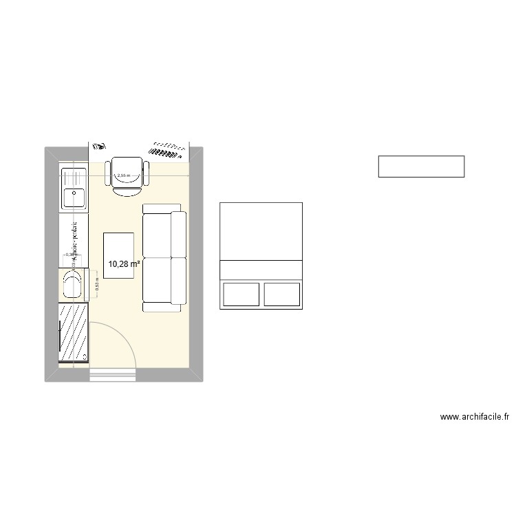 Appart 9. Plan de 1 pièce et 10 m2