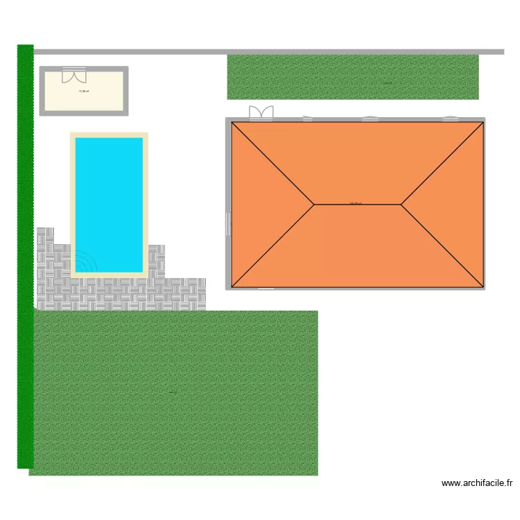 piscine. Plan de 2  et 156 m²