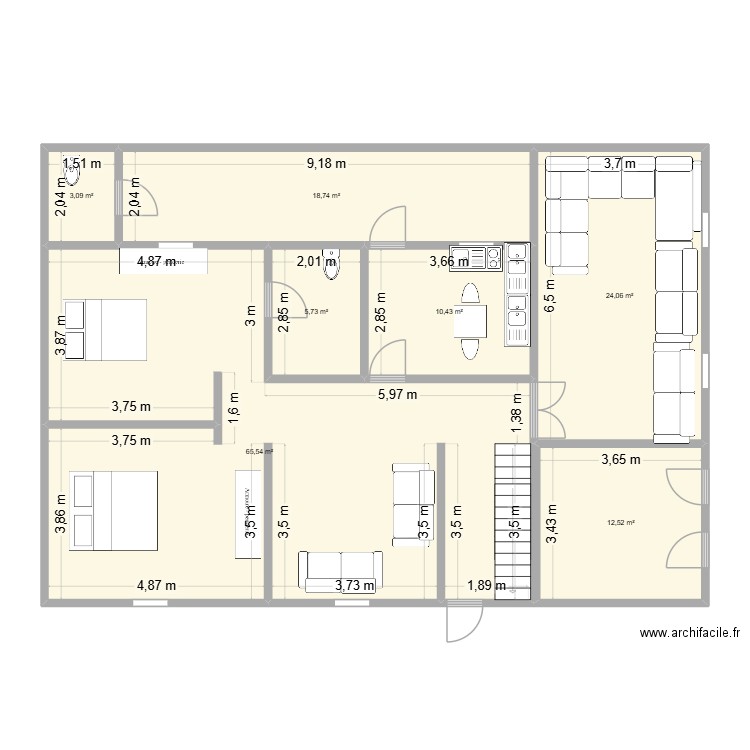 MAISON 10;15. Plan de 7 pièces et 140 m2