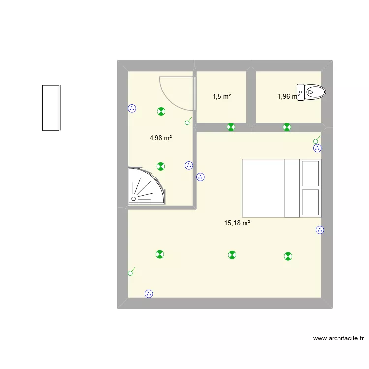 salle de bain M2. Plan de 4  et 24 m²