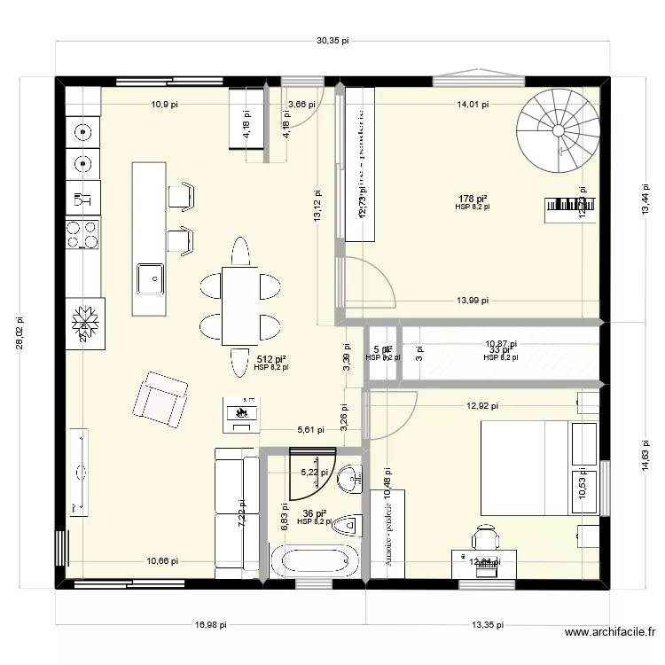 Baraque. Plan de 5 pièces et 71 m²