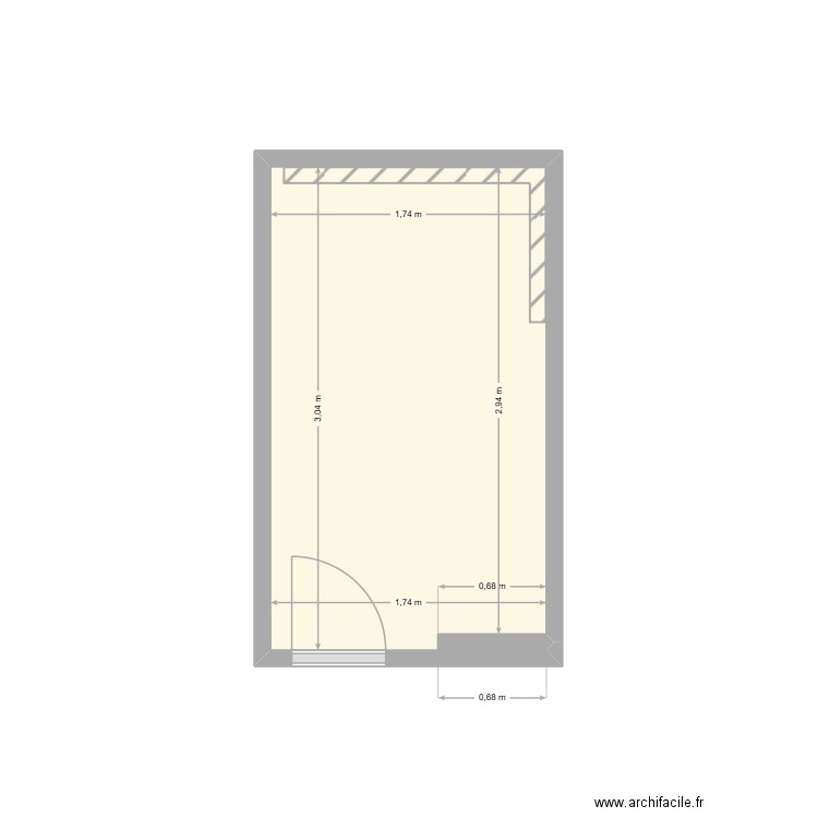 SDB. Plan de 1 pièce et 5 m2