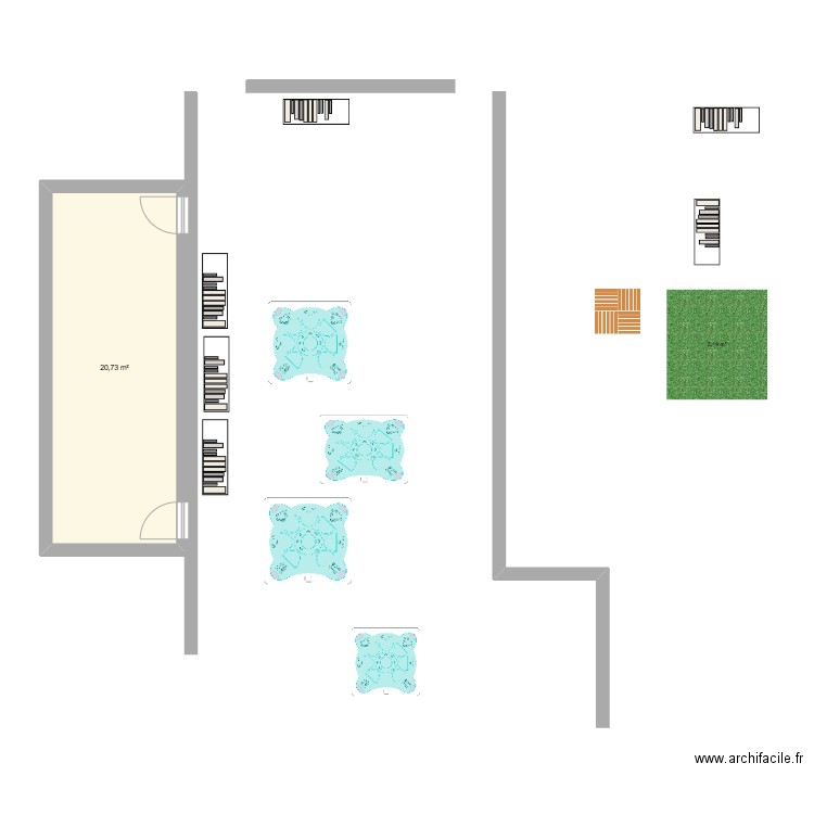 WDF. Plan de 1 pièce et 21 m2