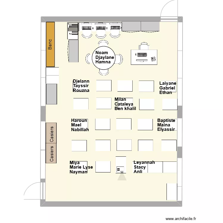 Classe P1 - 8 groupes de 3. Plan de 