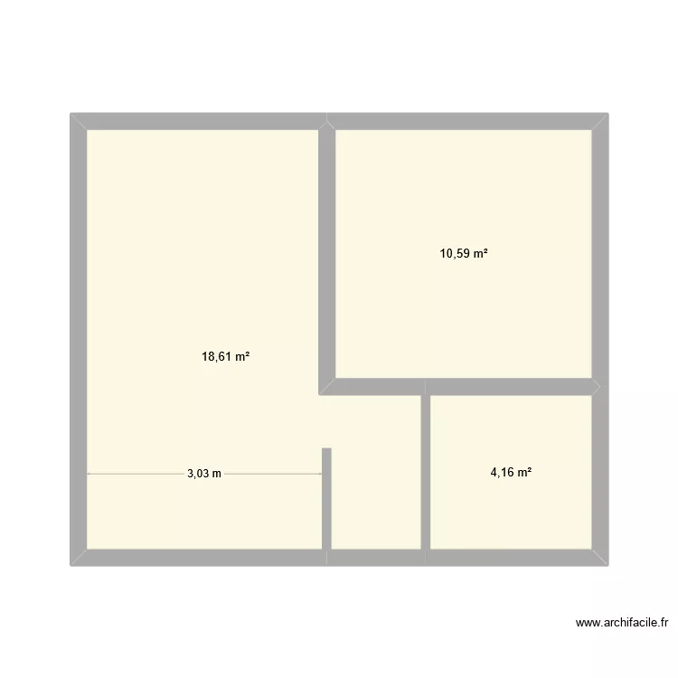 maison 2. Plan de 3 Pièces et 33 m²